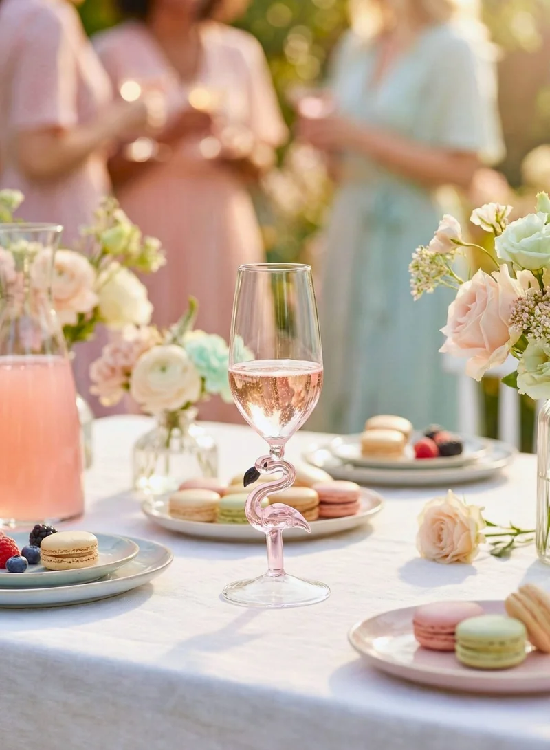 1Chase Borosilicate Goblet Wine Glass with Flamingo Stem, 330ML Decorative, Red & White Wine, Parties & Gifting (1 Piece)